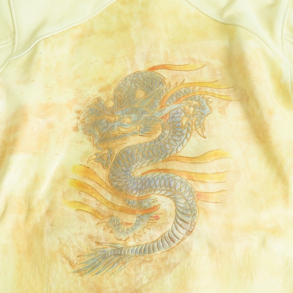 実際に弊社で買取させて頂いたmastermind JAPAN × Orga/マスターマインド×オルガ 10周年記念 07-08AW HEARTFUL 入れ墨加工レザージャケット OMR-SH6-72/Mの画像 7枚目