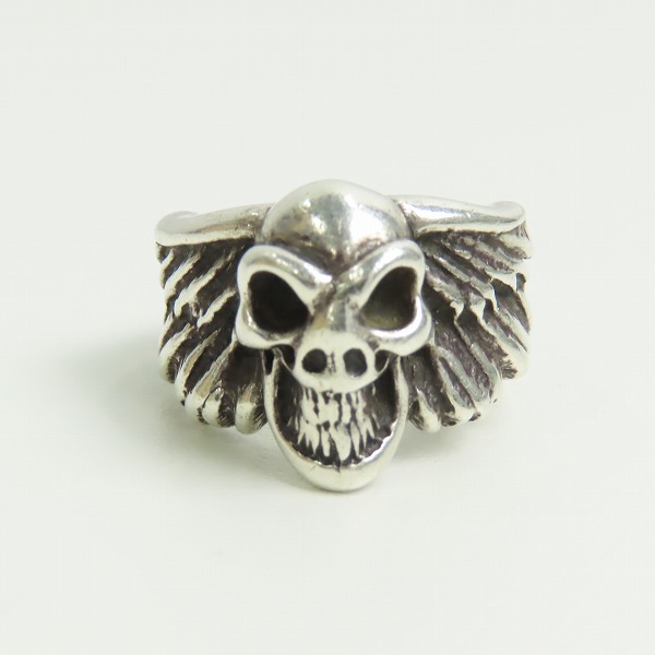 実際に弊社で買取させて頂いた【ギャラ付】BWL/ビルウォールレザー Wing w Good Luck Skull Ring/ウィング w グッドラックスカルリング/18号 の画像 1枚目