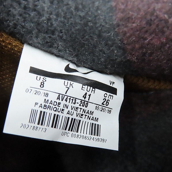 実際に弊社で買取させて頂いたNIKE×Carhartt WIP/ナイキ×カーハート AIR FORCE 1 07 PRM WIP エアフォース1 AV4113-200/26の画像 5枚目