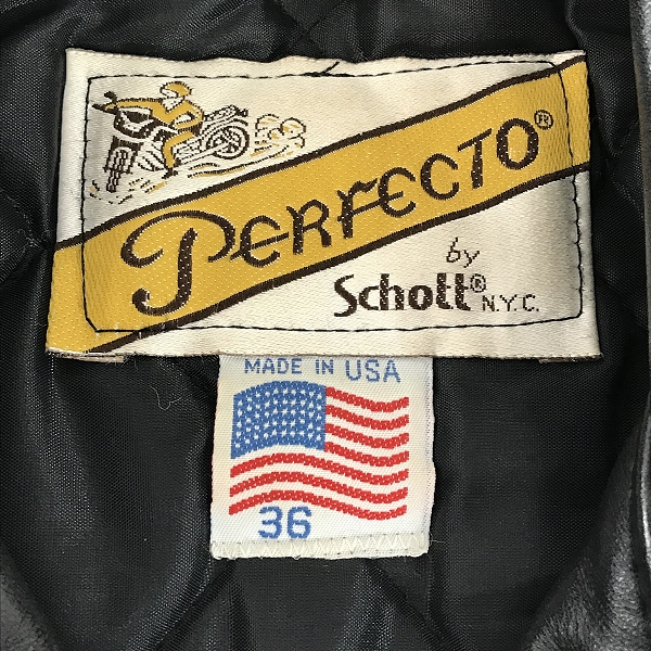 実際に弊社で買取させて頂いたPERFECTO by Schott/パーフェクト バイ ショット ダブルライダースジャケット 36の画像 2枚目