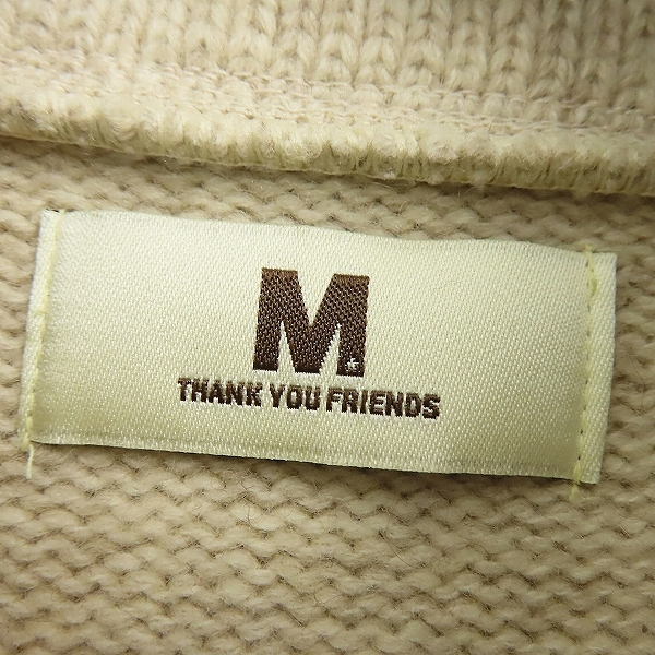 実際に弊社で買取させて頂いたM/エム THANK YOU FRIENDS カシミア混ウールジップアップニット Mの画像 2枚目