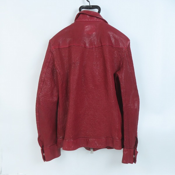 実際に弊社で買取させて頂いたISAMUKATAYAMA BACKLASH/バックラッシュ イタリーカンガルー パンチングレザージャケット 1977-01 Sの画像 1枚目