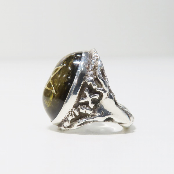 実際に弊社で買取させて頂いたALEXSTREETER/アレックスストリーター 10周年ツアー限定 エンジェルハートリング ブラックオニキスギャラクシー 13.5号の画像 2枚目