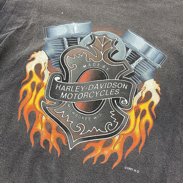 実際に弊社で買取させて頂いたHarley Davidson ハーレーダビッドソン エンジン プリント Tシャツ　Mの画像 5枚目