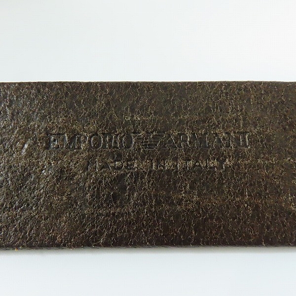 実際に弊社で買取させて頂いたEMPORIO ARMANI/エンポリオアルマーニ ロゴ刻印 レザー ベルト/48の画像 4枚目