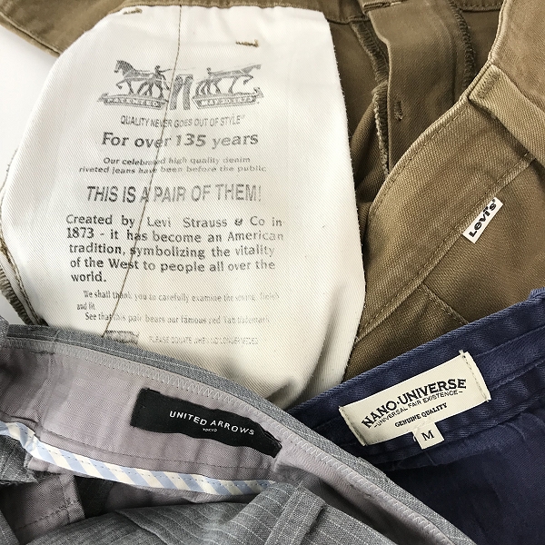 実際に弊社で買取させて頂いた【おまとめ】UNITED ARROWS/ユナイテッドアローズ nano universe/ナノユニバース LEVI'S/リーバイス 他 スラックス/パンツ 等