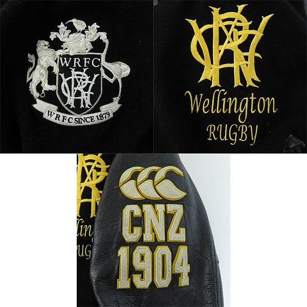 実際に弊社で買取させて頂いたCANTERBURY OF NEW ZEALAND/カンタベリー WELLINGTON1879袖レザー パッチ刺繍 スタジャン RA70576/XLの画像 5枚目
