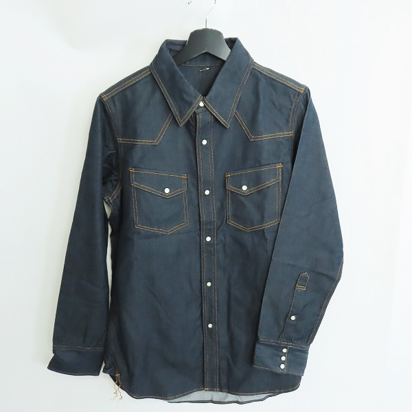 実際に弊社で買取させて頂いた【未使用】mastermind JAPAN×gingam/マスターマインド×ギンガム スワロフスキースカル デニムウエスタンシャツ MD2-SH01/Lの画像 1枚目