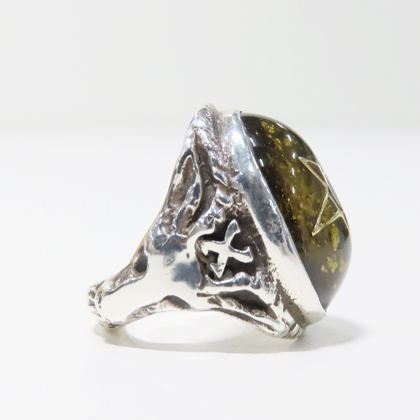 実際に弊社で買取させて頂いたALEXSTREETER/アレックスストリーター 10周年ツアー限定 エンジェルハートリング ブラックオニキスギャラクシー 13.5号の画像 4枚目