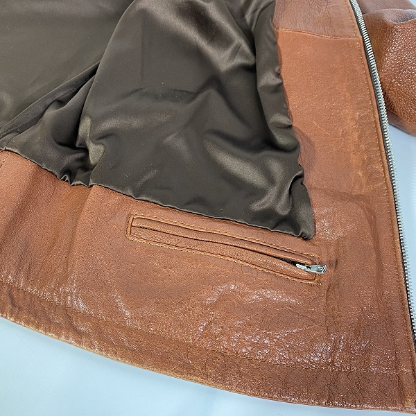 実際に弊社で買取させて頂いたNO ID./ノーアイディー  シープレザーベジタブルシングルライダースジャケット 843030-639L /2の画像 8枚目