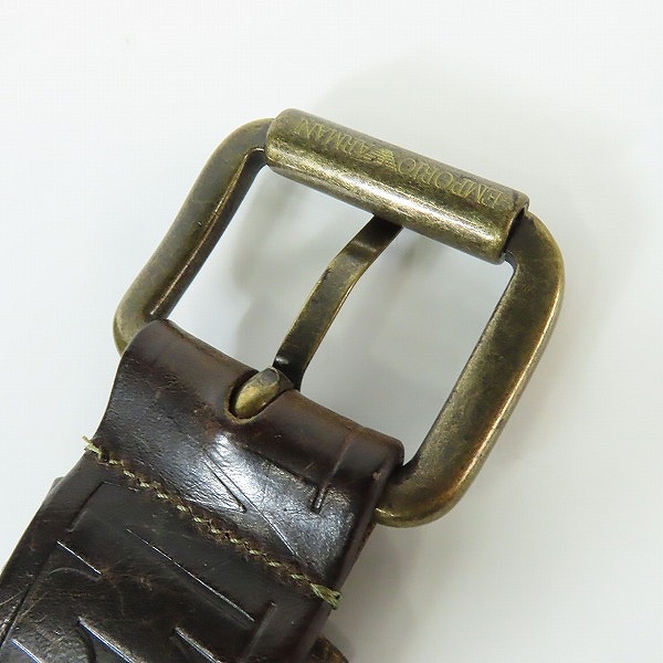 実際に弊社で買取させて頂いたEMPORIO ARMANI/エンポリオアルマーニ ロゴ刻印 レザー ベルト/48の画像 2枚目