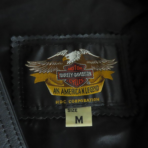 実際に弊社で買取させて頂いたHARLEY-DAVIDSON/ハーレーダビッドソン レザーベスト/ブラック Mの画像 2枚目