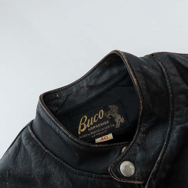 実際に弊社で買取させて頂いたBUCO/ブコ REAL McCOY'S/リアルマッコイズ J-57 HORSEHIDE/ホースハイド シングルライダースジャケット/40の画像 4枚目