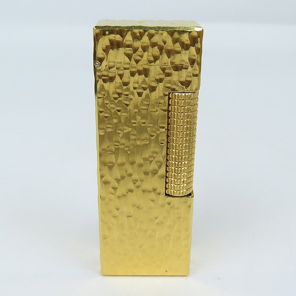 実際に弊社で買取させて頂いたDunhill/ダンヒル ガスライター サイドローラー ゴールドカラー ハンマートーンの画像 1枚目