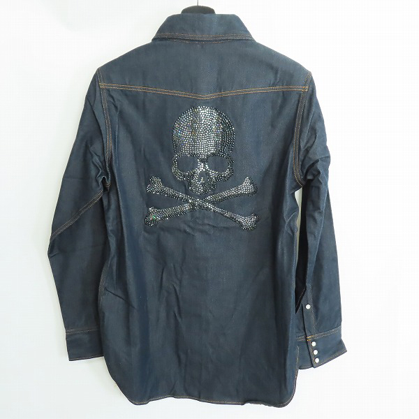実際に弊社で買取させて頂いた【未使用】mastermind JAPAN×gingam/マスターマインド×ギンガム スワロフスキースカル デニムウエスタンシャツ MD2-SH01/L