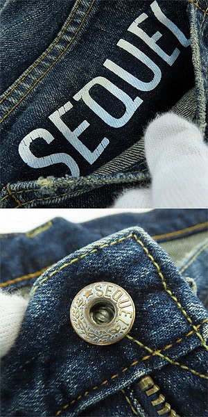 実際に弊社で買取させて頂いたSEQUEL×fragment design/シークエル×フラグメントデザイン リジットデニムパンツ ウォッシュ加工 Mの画像 9枚目