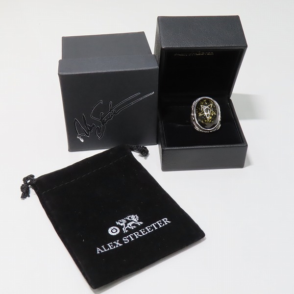 実際に弊社で買取させて頂いたALEXSTREETER/アレックスストリーター 10周年ツアー限定 エンジェルハートリング ブラックオニキスギャラクシー 13.5号の画像 8枚目