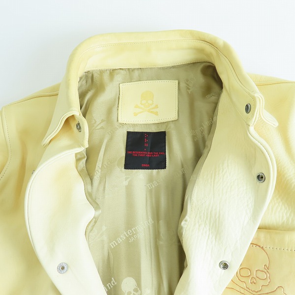 実際に弊社で買取させて頂いたmastermind JAPAN × Orga/マスターマインド×オルガ 10周年記念 07-08AW HEARTFUL 入れ墨加工レザージャケット OMR-SH6-72/Mの画像 2枚目