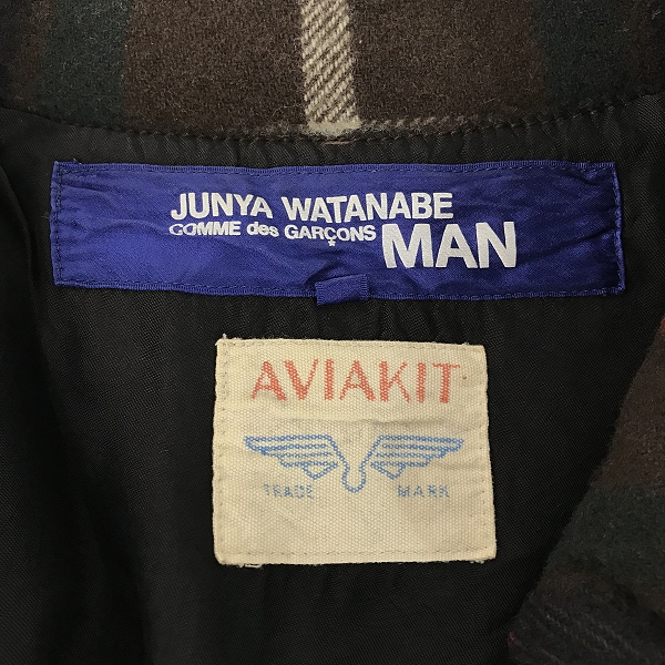 実際に弊社で買取させて頂いたジュンヤワタナベマンコムデギャルソン×ルイスレザー ウールダブルライダースジャケットWK-J009/AD2003/Lの画像 2枚目