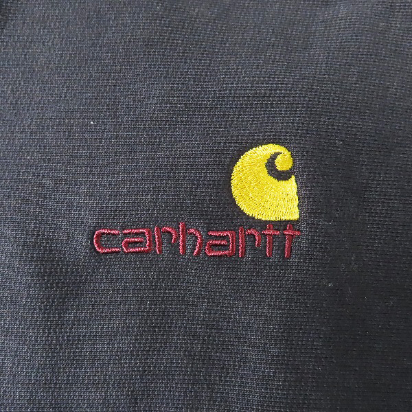 実際に弊社で買取させて頂いたCarhartt WIP/カーハートダブリューアイピー ハーフジップスウェット ワンポイント刺繍 ブラック Mの画像 5枚目