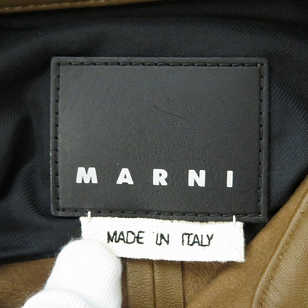 実際に弊社で買取させて頂いた【JPタグ】MARNI/マルニ 20AW ラムレザー レギュラーカラーシャツ CUMY0011A0 SY1538/44の画像 2枚目