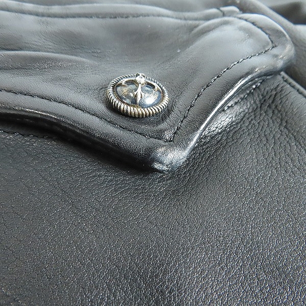 実際に弊社で買取させて頂いたBACKLASH the line/バックラッシュザライン イタリアンカーフ下地製品染めレザーシャツ T-003/L ハンガー付きの画像 6枚目