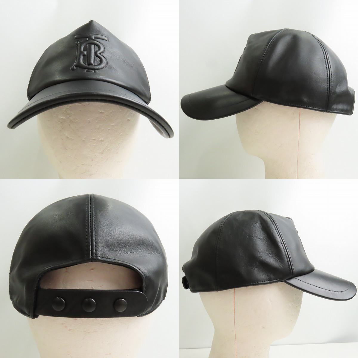 実際に弊社で買取させて頂いたBURBERRY/バーバリー レザーキャップ ブラック 8020234の画像 1枚目