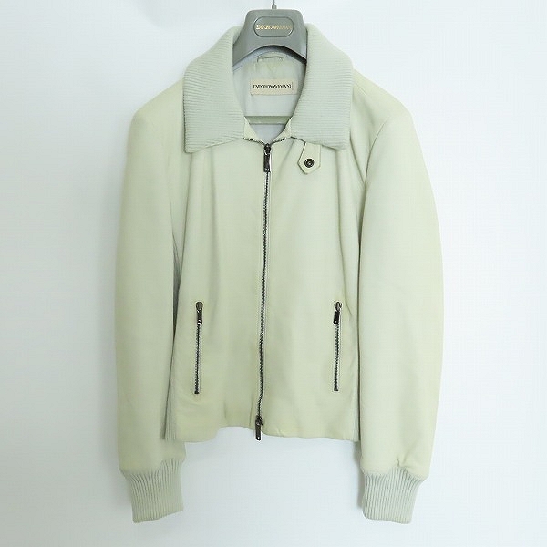実際に弊社で買取させて頂いた【JPタグ】EMPORIO ARMANI/エンポリオアルマーニ サイド/リブニット レザージャケット/46