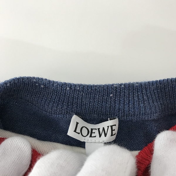 実際に弊社で買取させて頂いた【JPタグ】LOEWE/ロエベ ナンバリングロゴニット ドッキングデザイン クルーネックニット S3289020SM/XSの画像 4枚目