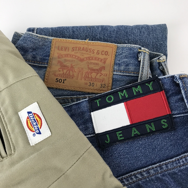 実際に弊社で買取させて頂いた【おまとめ】LEVIS/リーバイス dickies/ディッキーズ TOMMY JEANS/トミージーンズ 他 デニムパンツ/ワークパンツ 等