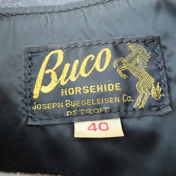 実際に弊社で買取させて頂いたBUCO/ブコ REAL McCOY'S/リアルマッコイズ J-57 HORSEHIDE/ホースハイド シングルライダースジャケット/40の画像 2枚目