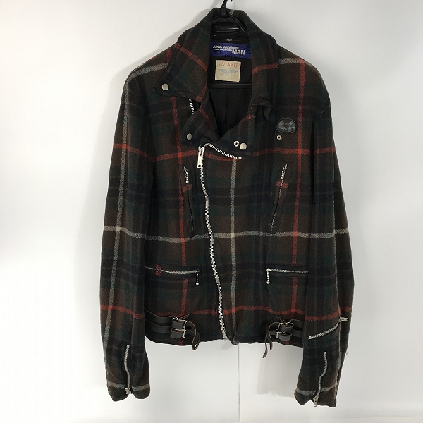 実際に弊社で買取させて頂いたジュンヤワタナベマンコムデギャルソン×ルイスレザー ウールダブルライダースジャケットWK-J009/AD2003/L