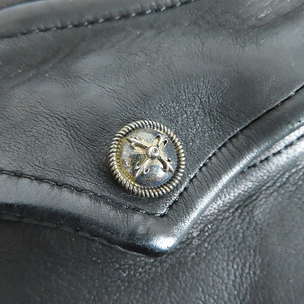 実際に弊社で買取させて頂いたBACKLASH the line/バックラッシュザライン イタリアンカーフ下地製品染めレザーシャツ T-003/L ハンガー付きの画像 5枚目