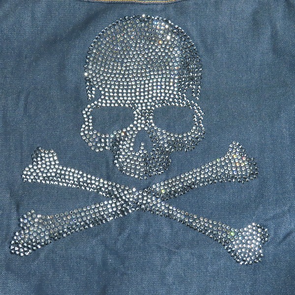 実際に弊社で買取させて頂いた【未使用】mastermind JAPAN×gingam/マスターマインド×ギンガム スワロフスキースカル デニムウエスタンシャツ MD2-SH01/Lの画像 9枚目