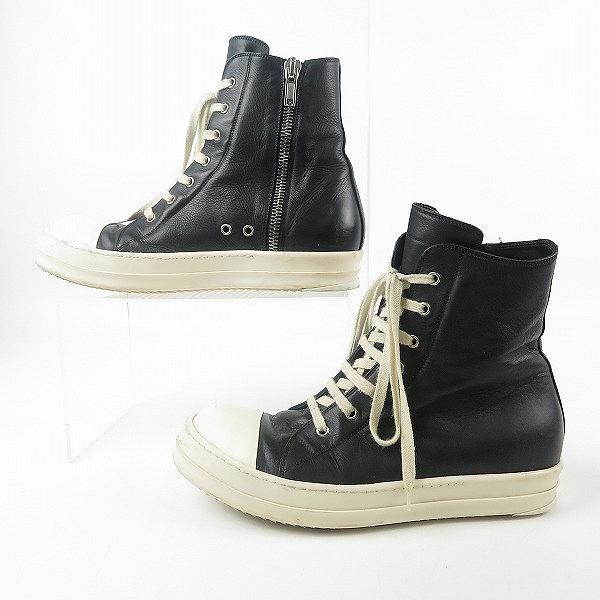 実際に弊社で買取させて頂いたRick Owens/リックオウエンス RAMONES ラモーンズ サイドジップ レザー スニーカー/42.5の画像 3枚目
