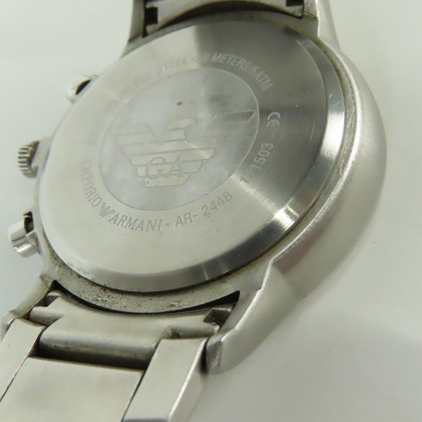 実際に弊社で買取させて頂いたEMPORIO ARMANI/エンポリオアルマーニ クロノグラフ クオーツ腕時計 AR-2448【動作未確認】の画像 6枚目
