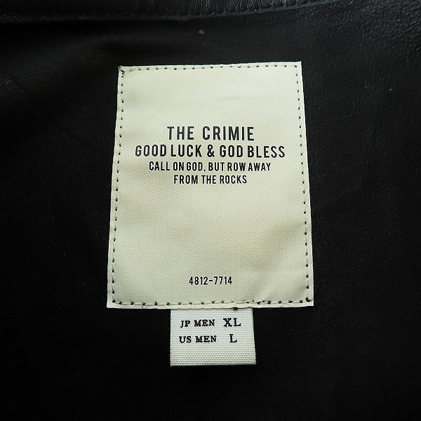 実際に弊社で買取させて頂いた【難有り】CRIMIE/クライミー LEATHER HENRLY NECK SHIRT ラムレザー ヘンリーネックシャツ CR1-02A1-SS31 /XLの画像 2枚目