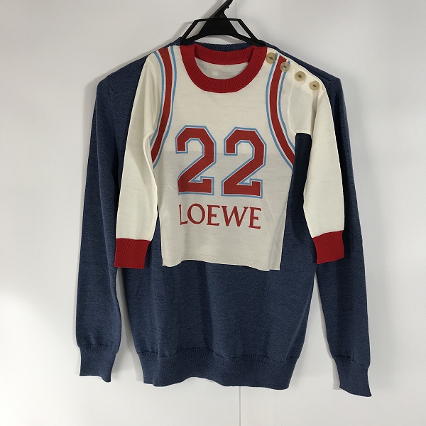 実際に弊社で買取させて頂いた【JPタグ】LOEWE/ロエベ ナンバリングロゴニット ドッキングデザイン クルーネックニット S3289020SM/XS