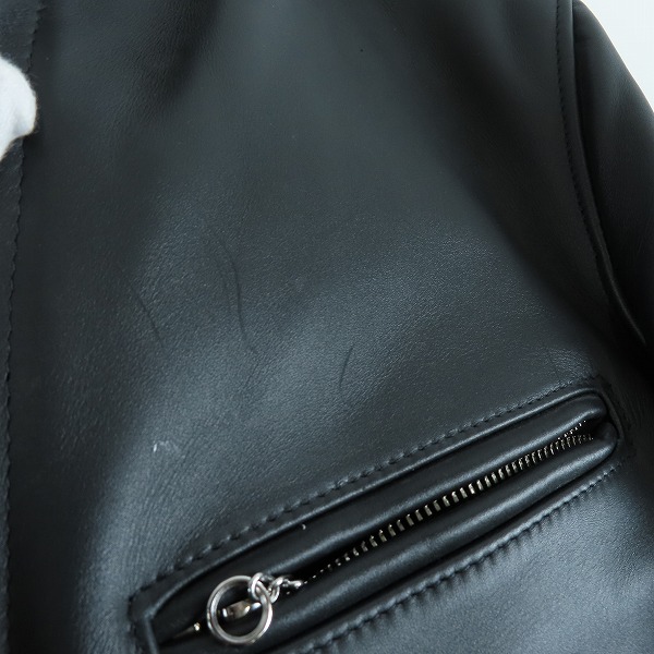 実際に弊社で買取させて頂いたSchott/ショット USA製 カウレザー シングルライダース ジャケット 7009/641XXの画像 7枚目