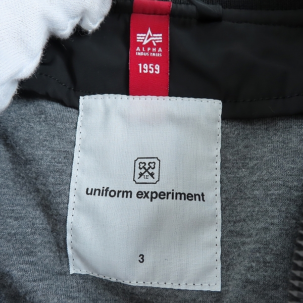 実際に弊社で買取させて頂いたuniform experiment/ユニフォームエクスペリメント ASGER JORN ALPHA MA-1 JACKET/フライトジャケット UE-210000/3の画像 2枚目