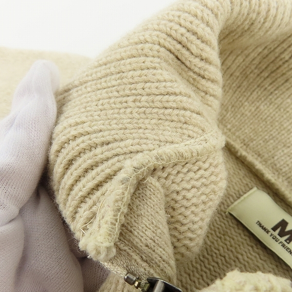 実際に弊社で買取させて頂いたM/エム THANK YOU FRIENDS カシミア混ウールジップアップニット Mの画像 4枚目