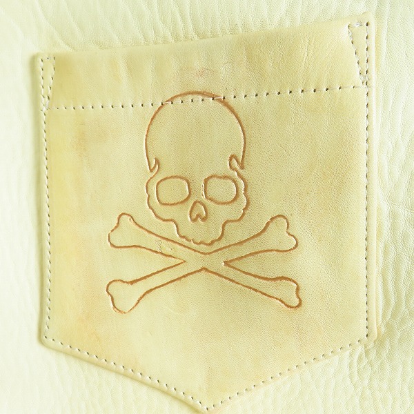 実際に弊社で買取させて頂いたmastermind JAPAN × Orga/マスターマインド×オルガ 10周年記念 07-08AW HEARTFUL 入れ墨加工レザージャケット OMR-SH6-72/Mの画像 6枚目