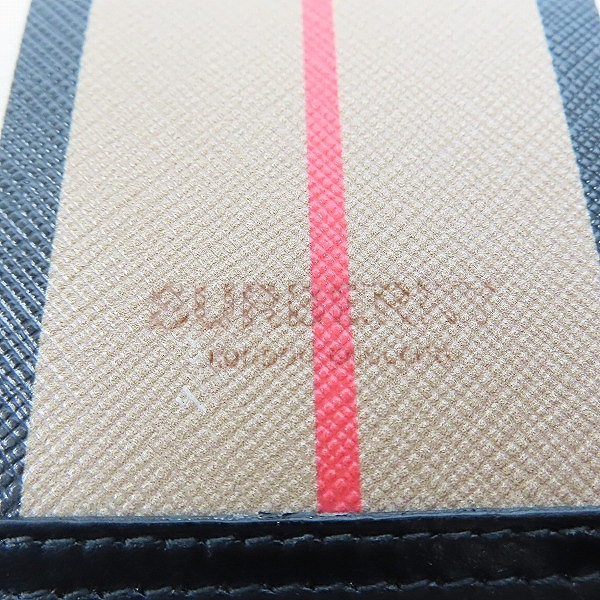 実際に弊社で買取させて頂いたBURBERRY/バーバリー Small Icon Stripe E-canvas Folding Wallet/アイコンストライプ 三つ折り財布 8026003 A7026の画像 6枚目
