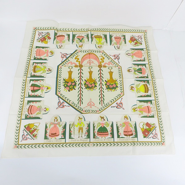 実際に弊社で買取させて頂いたHERMES/エルメス カレ90  花の植生 コットン100% 大判ストールの画像 5枚目