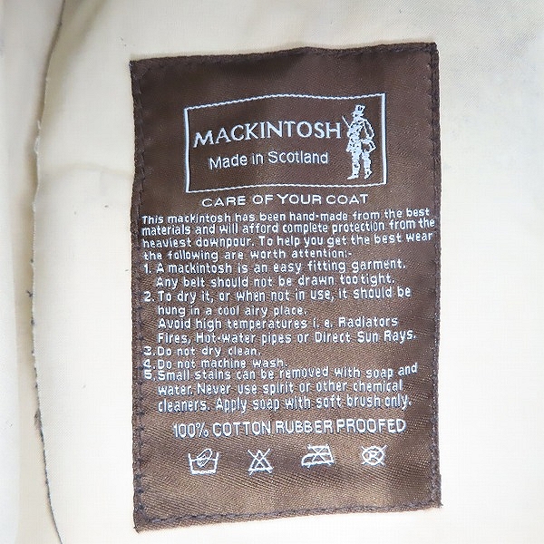 実際に弊社で買取させて頂いたMACKINTOSH/マッキントッシュ ゴム引きステンカラーコート y60-01/38の画像 3枚目
