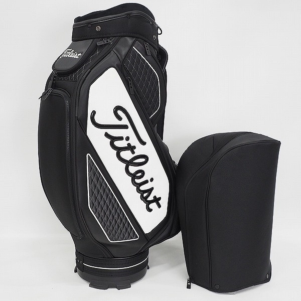 実際に弊社で買取させて頂いたTitleist/タイトリスト TB20SF4 9.5型 6分割ミッドサイズ キャディバッグ ブラックｘホワイトの画像 1枚目