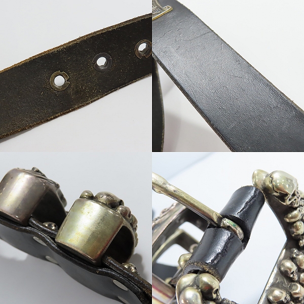 実際に弊社で買取させて頂いたSTANLEY GUESS/スタンリーゲス 1ピースレザーベルトw/4ピーススカルバックルセット スカルアイの画像 8枚目
