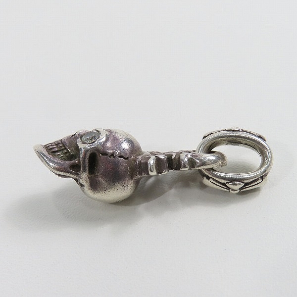 実際に弊社で買取させて頂いたBWL/Bill Wall Leather/ビルウォールレザー グッドラックスカル w/ストーンアイズ クラウン ペンダントの画像 3枚目