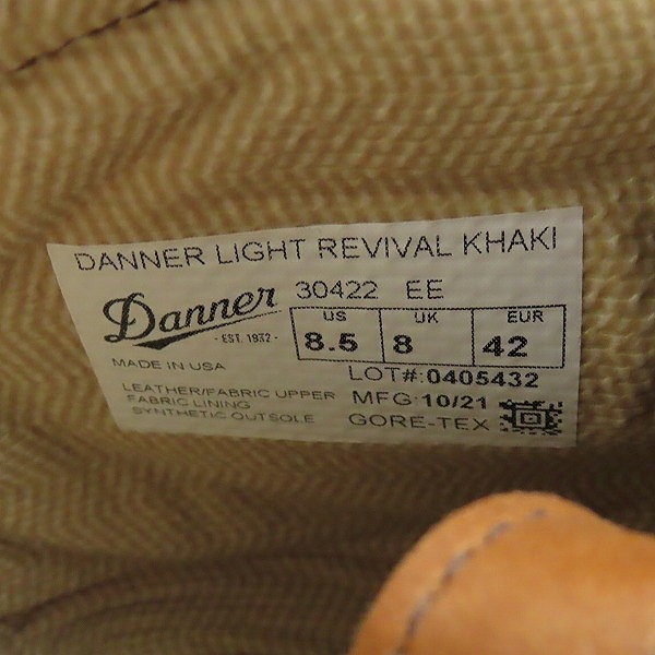 実際に弊社で買取させて頂いたDANNER/ダナー DANNER LIGHT REVIVAL KHAKI/ダナーライト リバイバル カーキ 30422 /8.5の画像 5枚目
