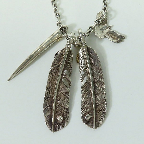 実際に弊社で買取させて頂いた【カスタム】ARIZONA FREEDOM 上金/ターコイズフェザー/ホイール/イーグル/ネイル/チェーン/フック ネックレスの画像 2枚目